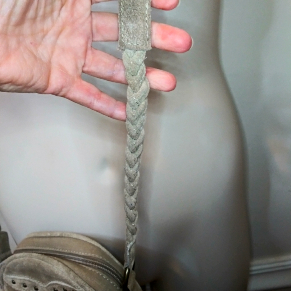 Earthbound Trading Co. Boho Tan Canvas & Studded Suede Fringed Crossbody Purse - Picture 3 of 13